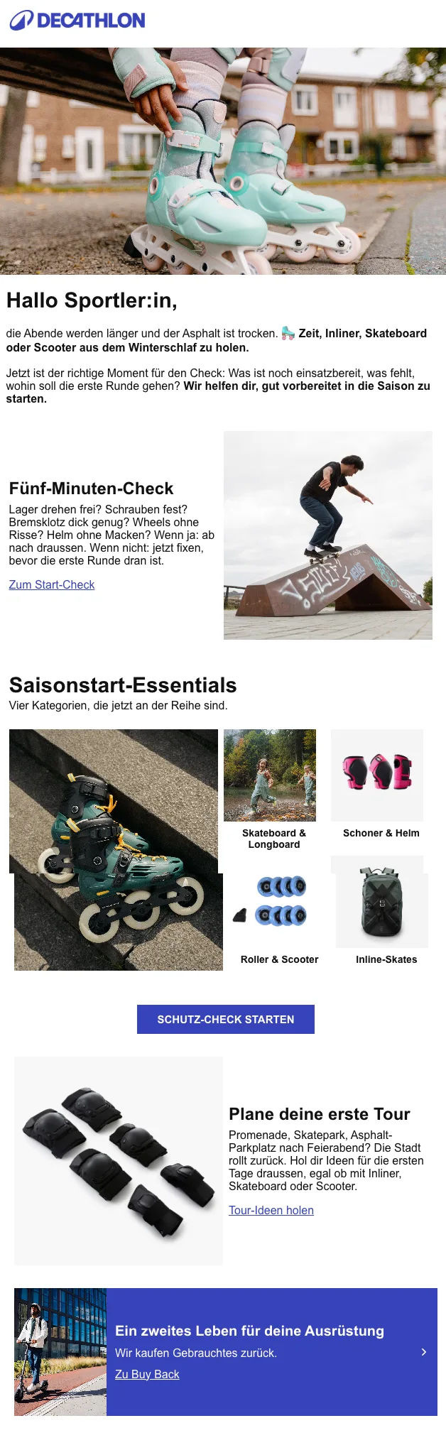 Mail: Saisonstart Inliner und Skateboard