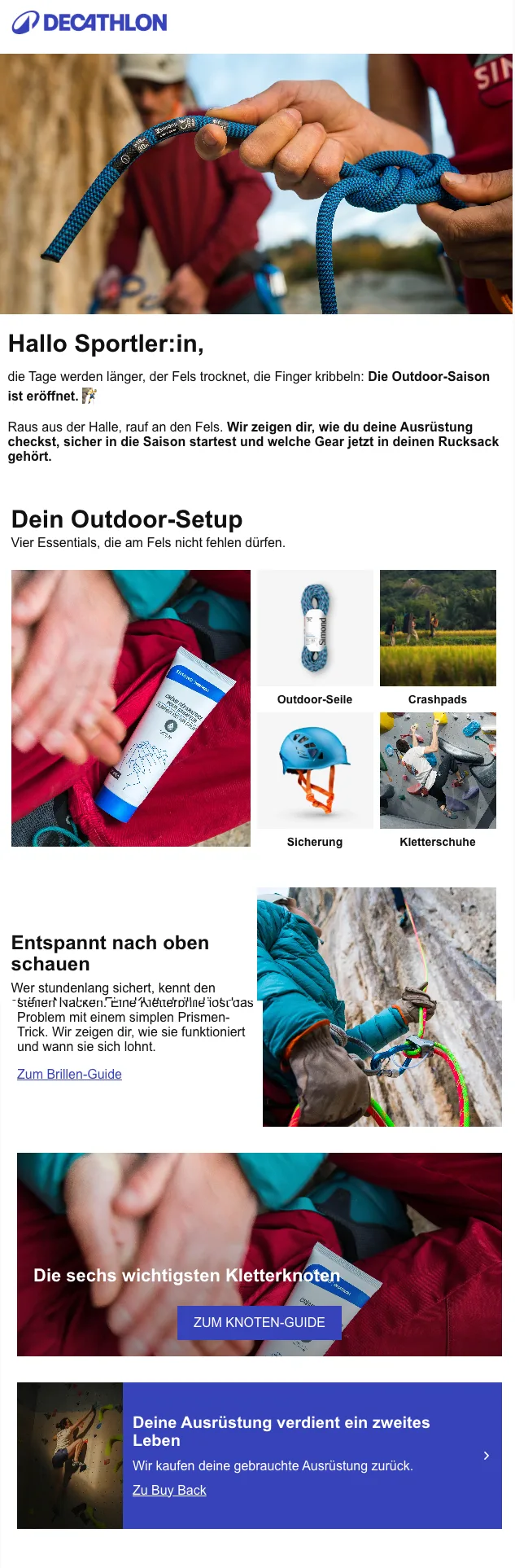 Mail: Outdoor-Saison Klettern