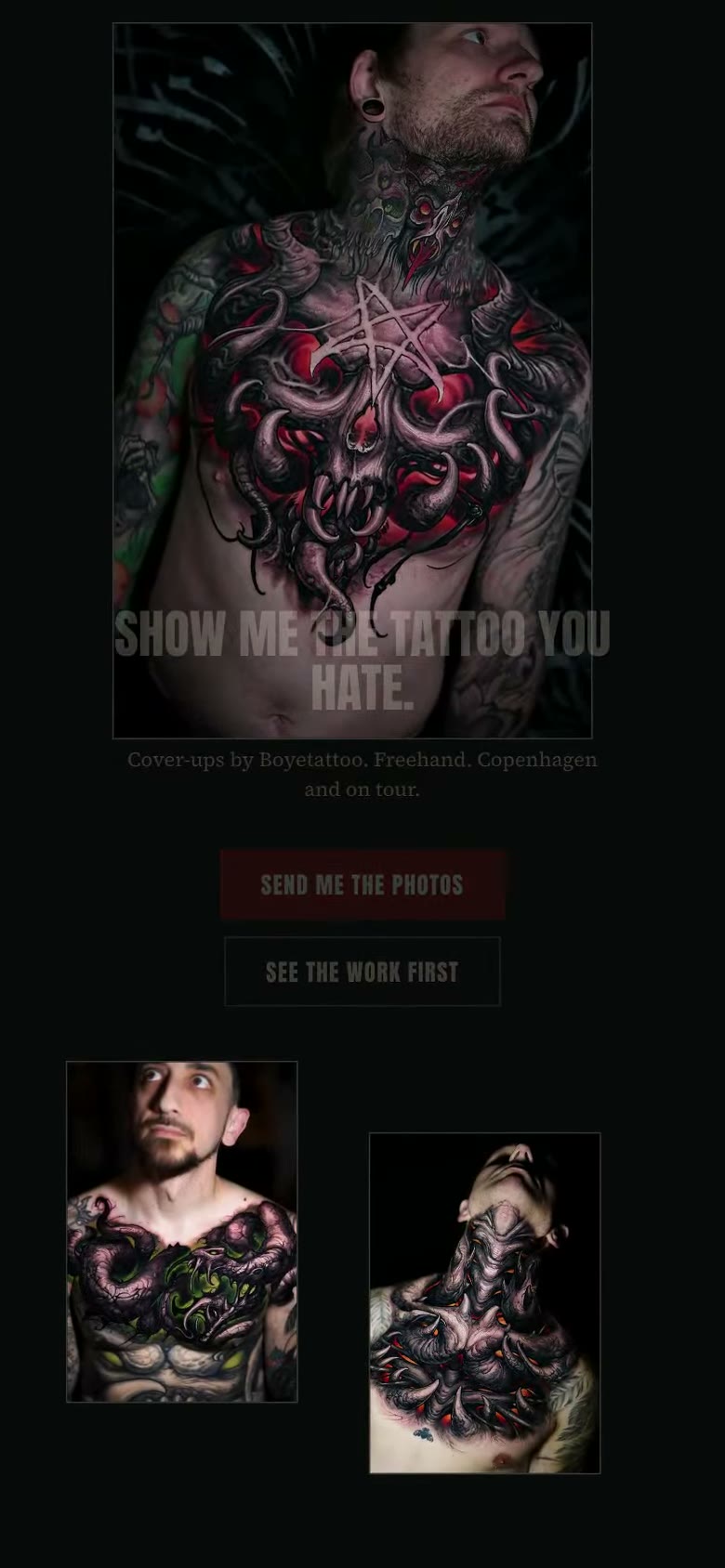 Cover-up-Seite mit Vorher und Nachher