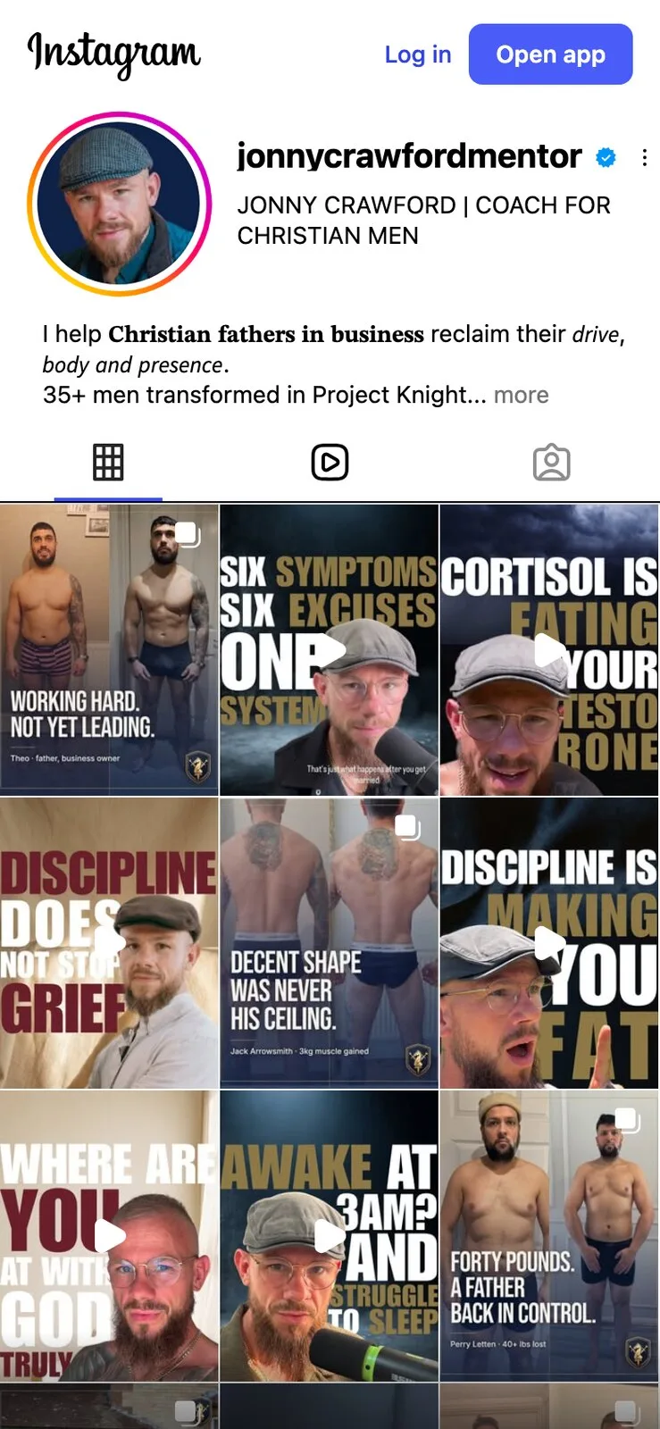 Instagram-Profil von Jonny Crawford