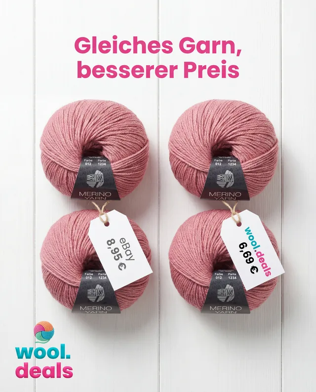 Werbemittel: Preisvergleich zweier identischer Garne