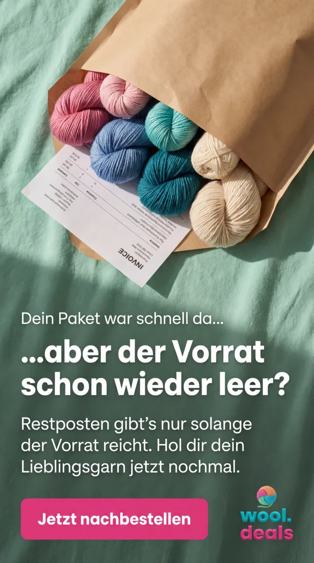 Werbemittel: Papiertüte mit Wolle neben der Rechnung