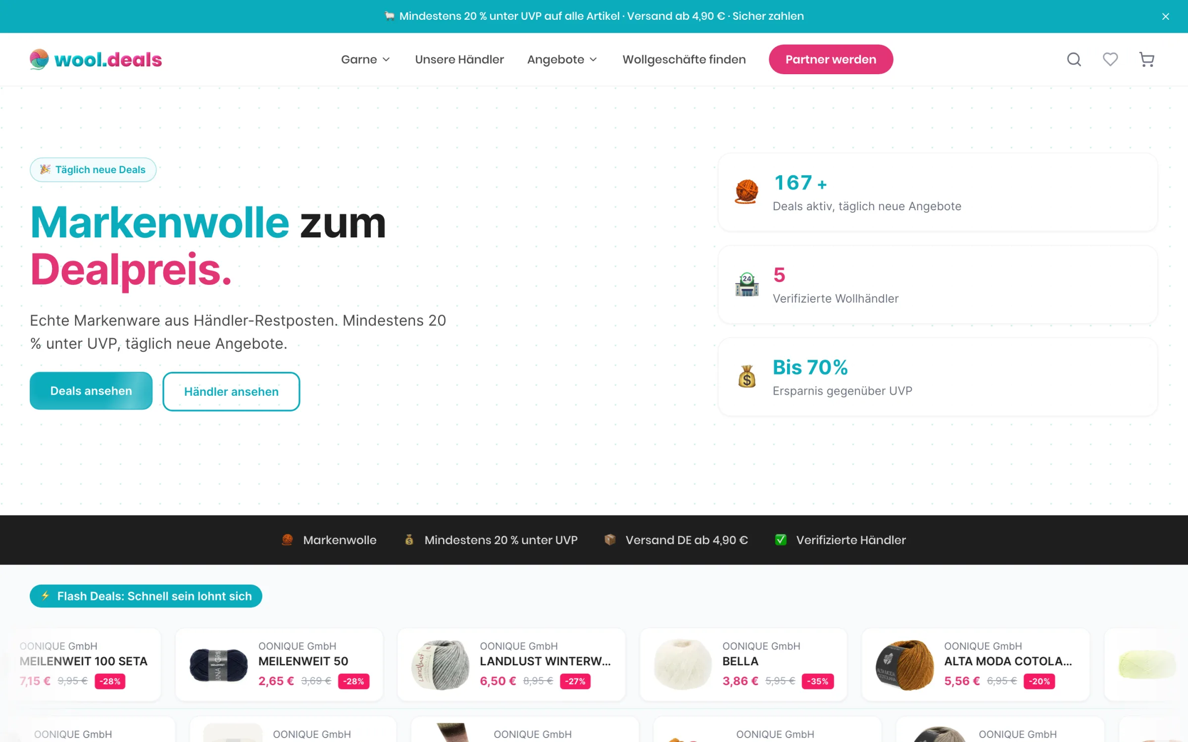 Startseite am Desktop